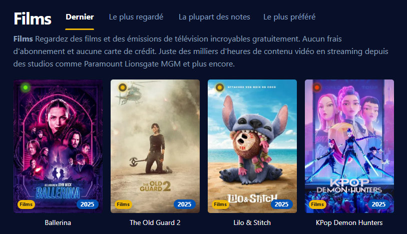 Capture d'écran de l'interface utilisateur d'Empirestream